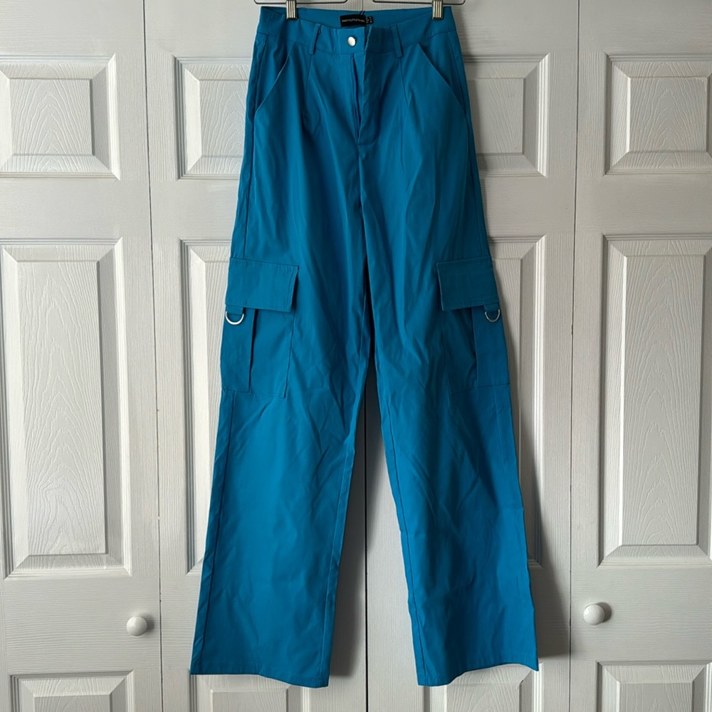 Electric blue High waisted Cargo Pants